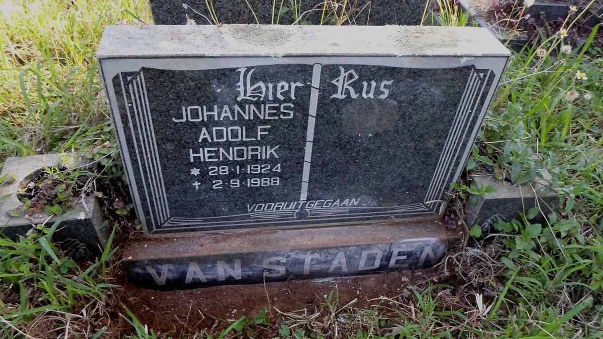 STADEN Johannes Adolf Hendrik, van 1924-1988