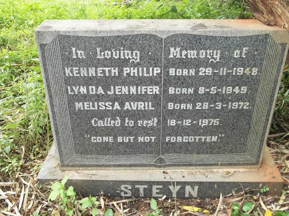 STEYN Kenneth Philip 1948-1975 :: STEYN Lynda Jennifer 1949-1975 :: STEYN Melissa Avril 1972-1975