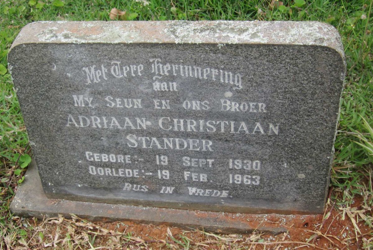 STANDER Adriaan Christiaan 1930-1963