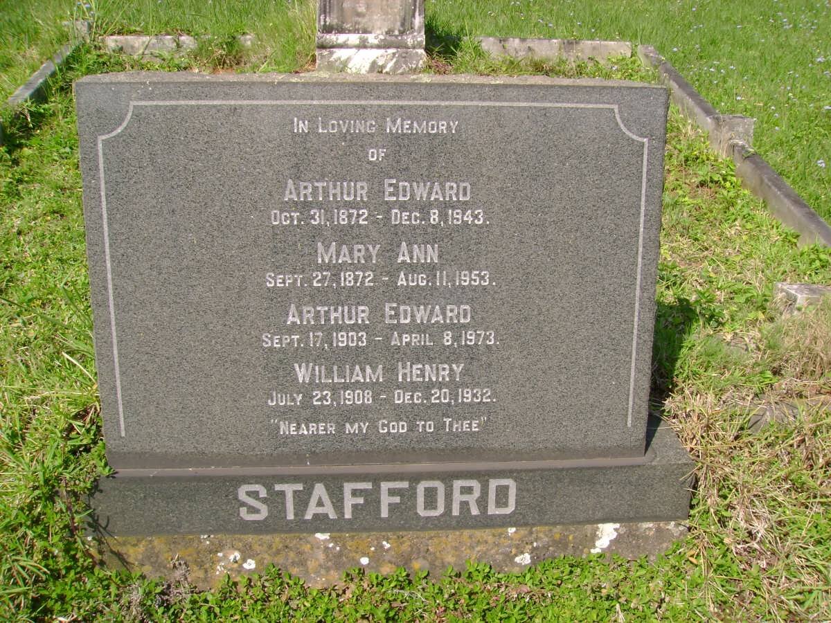STAFFORD Arthur Edward 1872-1943 &amp; Mary Ann 1972-1953