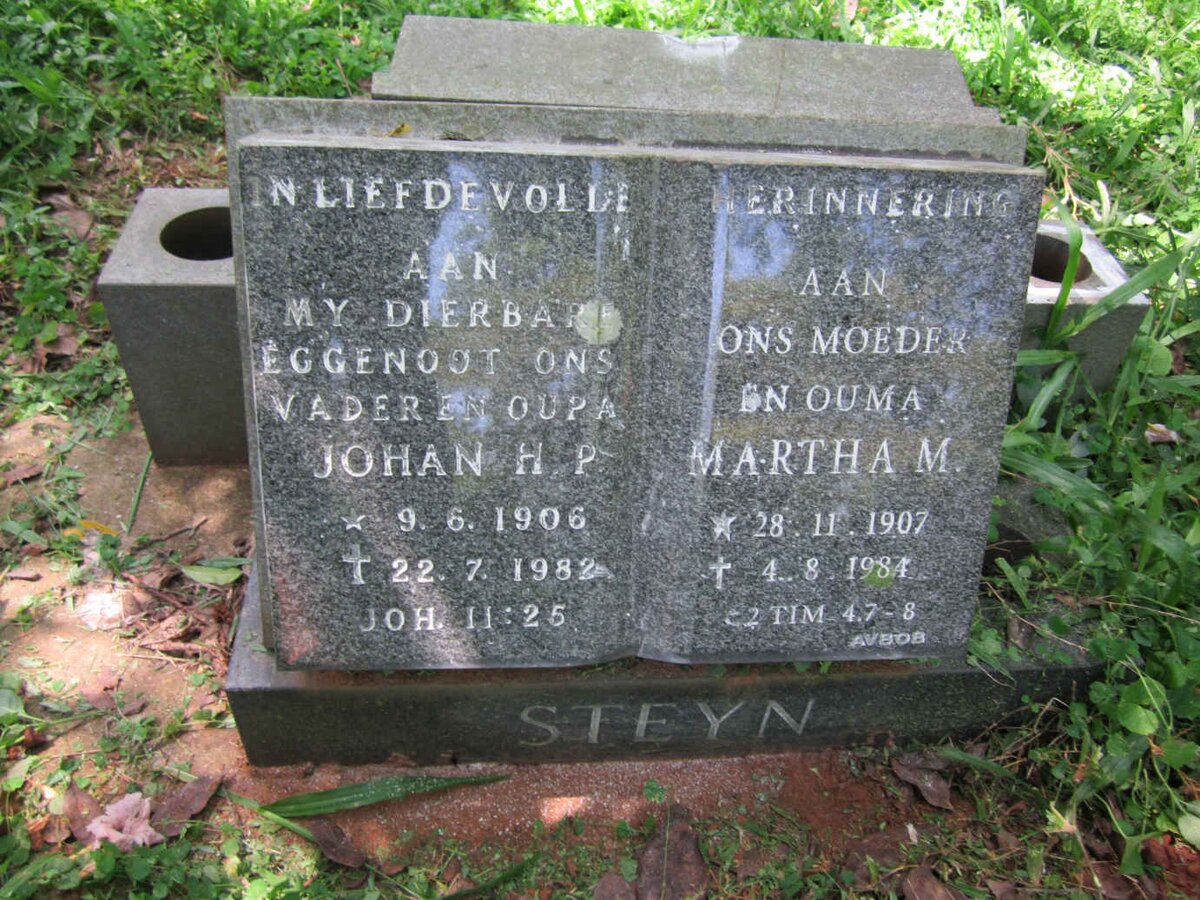STEYN Johan H.P. 1906-1982 &amp; Martha M. 1907-1984