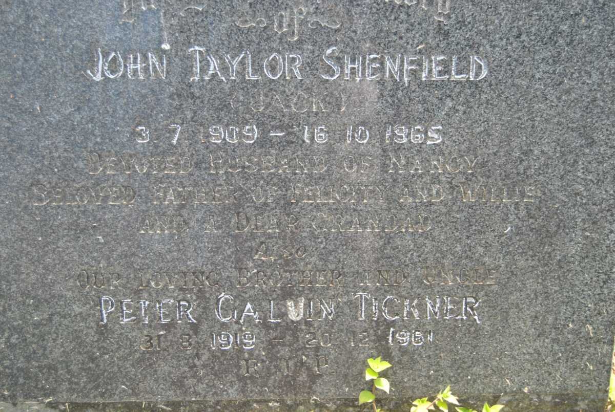 SHENFIELD John Taylor 1909 -1965 :: TICKNER Peter Galvin 1919-1961