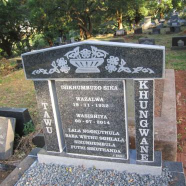 TAWU Wazalwa -1932 &amp; Wasishiya KHUNGWANE -2014