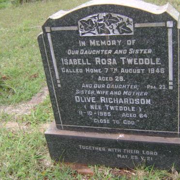 TWEDDLE Isabell Rosa -1946 :: RICHARDSON Olive nee TWEDDLE -1985
