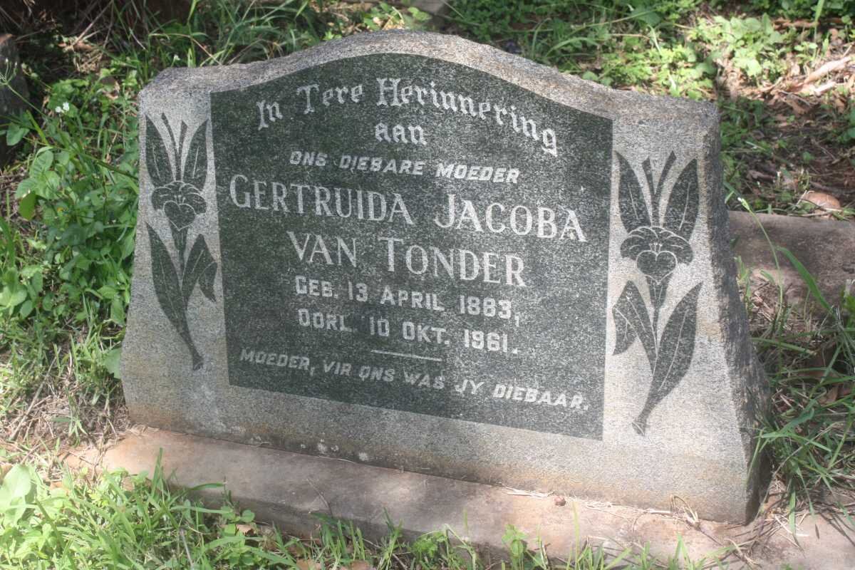 TONDER Gertruida Jacoba, van 1883-1961