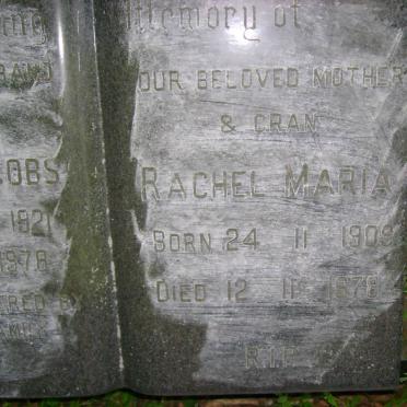 TONDER Daniel Jacobs, van 1921-1978 &amp; Rachel Maria 1909-1978 