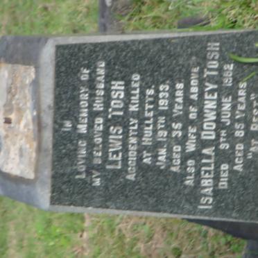 TOSH Lewis -1933 &amp; Isabella Downey -1982