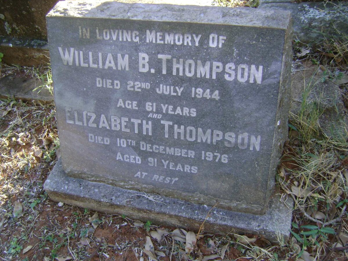 THOMPSON William B. -1944 &amp; Elizabeth -1976
