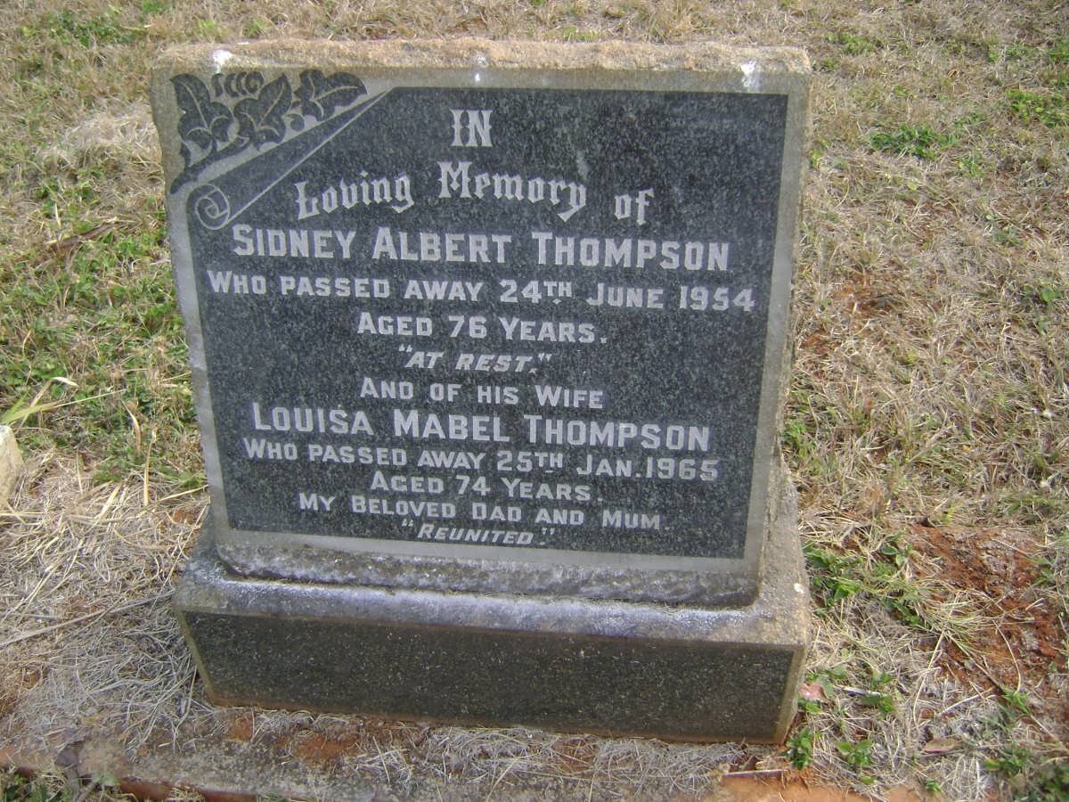 THOMPSON Sidney Albert -1954 &amp; Louisa Mabel -1965