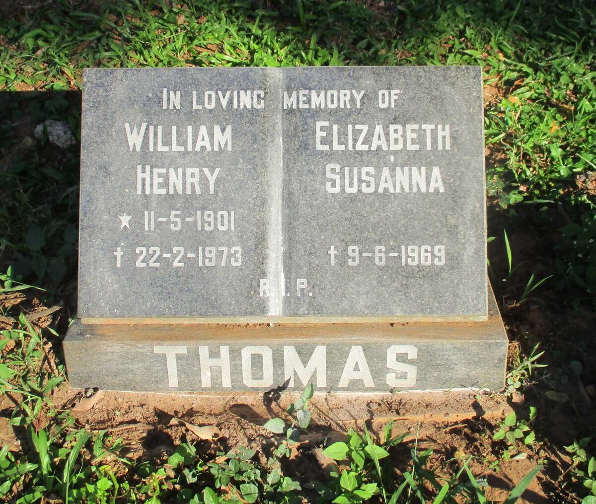 THOMAS William Henry 1901-1973 &amp; Elizabeth Susanna -1969