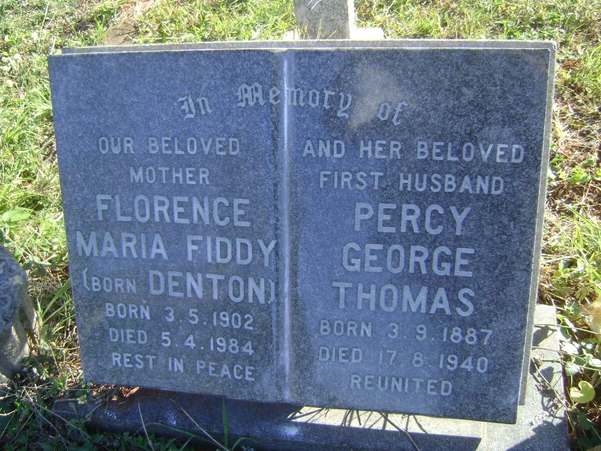 THOMAS Percy George 1887-1940 &amp; Florence Maria Fiddy DENTON 1902-1984