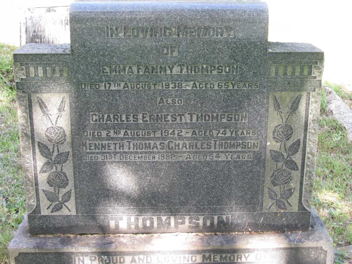 THOMPSON Charles Ernest -1942 &amp; Emma Fanny -1938 :: Kenneth Thomas Charles -1982 :: Walter Leuchars - 1941