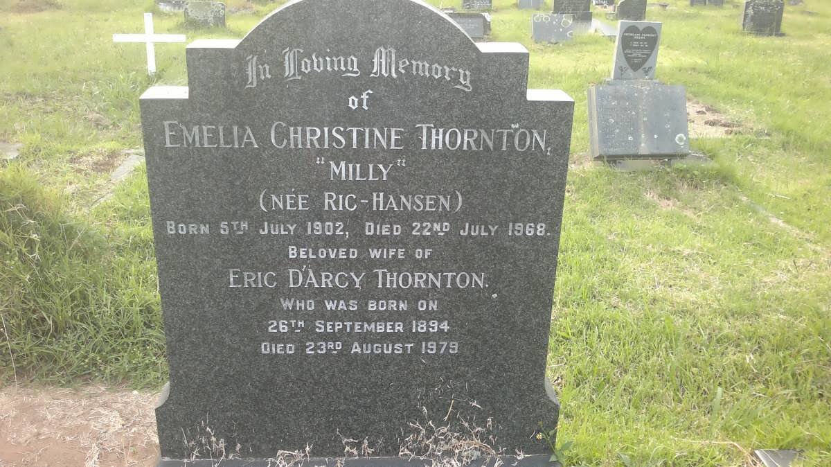 THORNTON Eric Darcy 1894-1979 &amp; Emelia Christine RIC-HANSEN 1902-1968