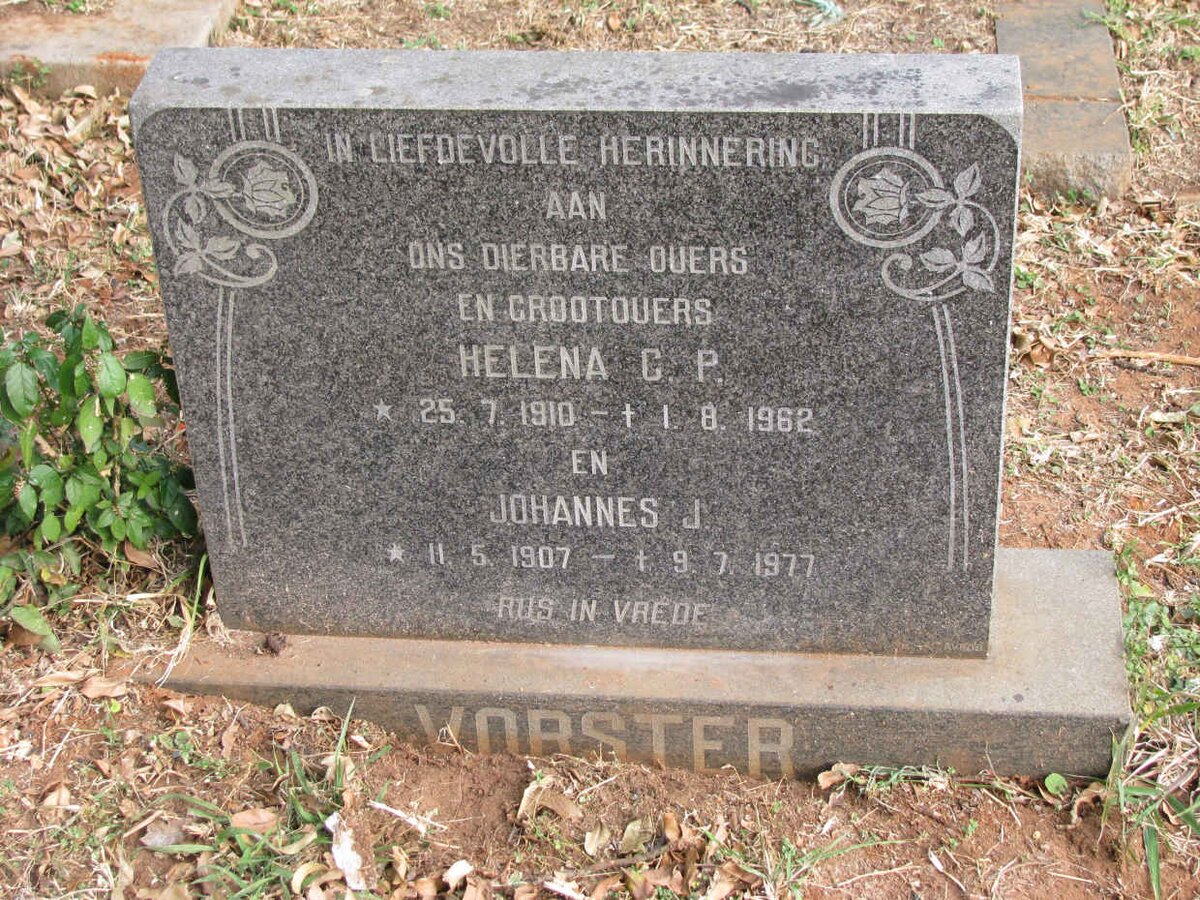 VORSTER Johannes J. 1907-1977 &amp; Helena C.P. 1910-1962
