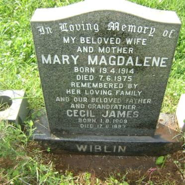 WIBLIN Cecil James 1909-1983 &amp; Mary Magdalene 1914-1975