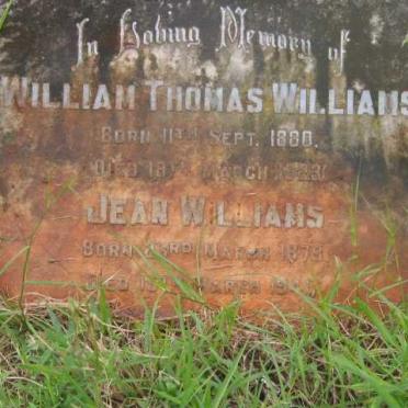 WILLIAMS William Thomas 1888-1923 &amp; Jean 1878-1948