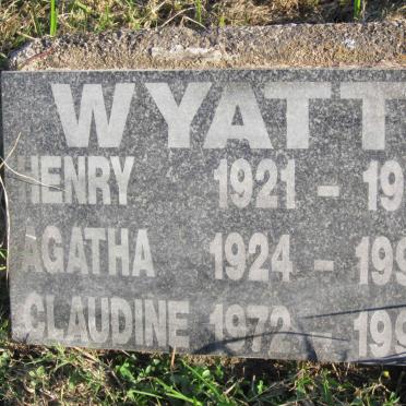 WYATT Henry 1921-1971 :: WYATT Agatha 1924-1999 :: WYATT Claudine 1972-1997