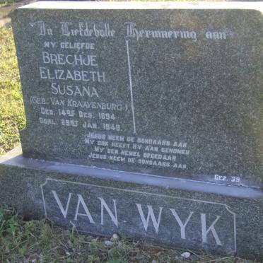 WYK Brechje Elizabeth Susana, van nee van KRAAYENBURG 1894-1948