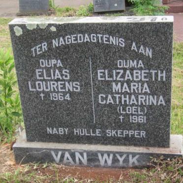 WYK Elias Lourens, van -1964 &amp; Elizabeth Maria Catharine -1961