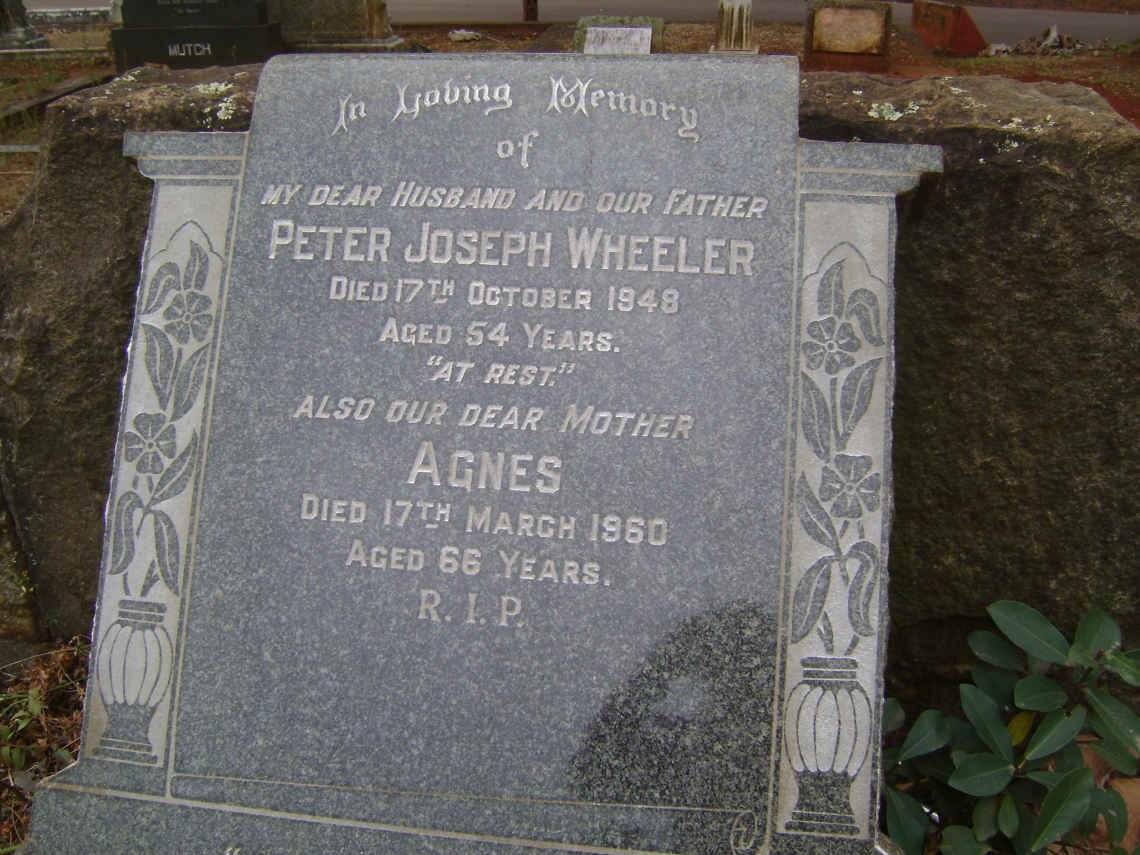 WHEELER Peter Joseph -1948 &amp; Agnes -1960