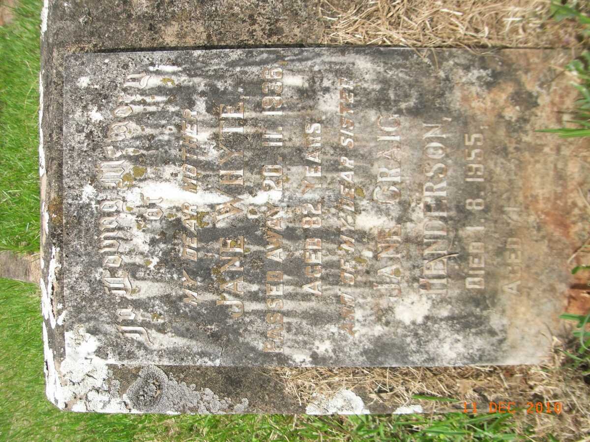 WHYTE Jane -1936 :: HENDERSON Jane Craig -1955 