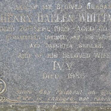 WHITTAKER Henry Hallen -1959 &amp; Ivy -1986 :: WHITTAKER Malcolm -1929