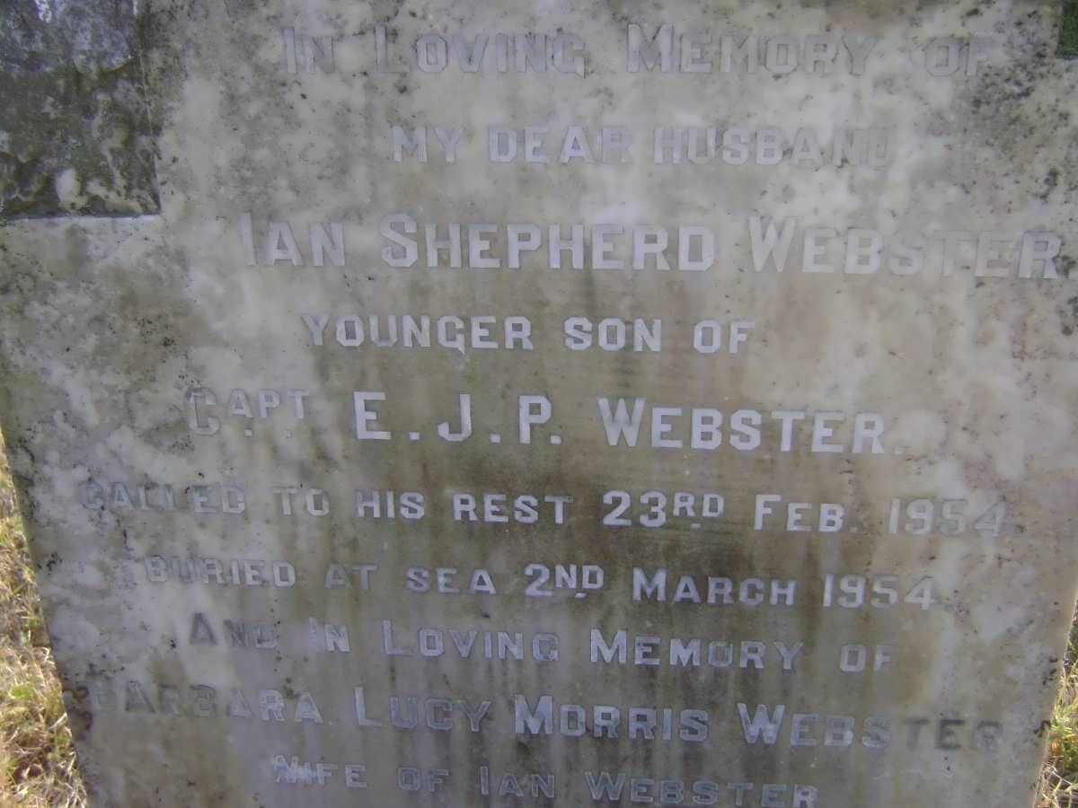 WEBSTER Ian Shepherd -1954 &amp; Barbara Lucy MORRIS 1917-1975
