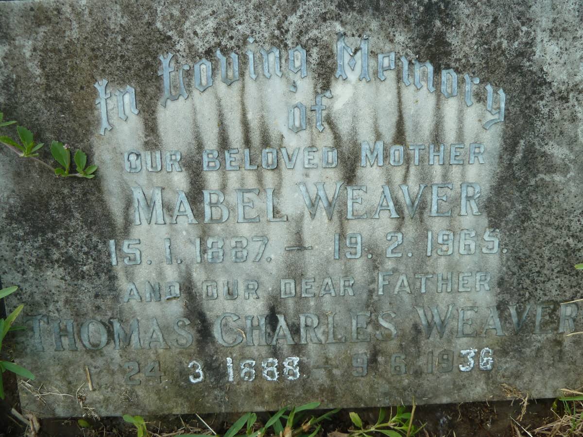WEAVER Thomas Charles 1888-1936 &amp; Mabel 1887-1965