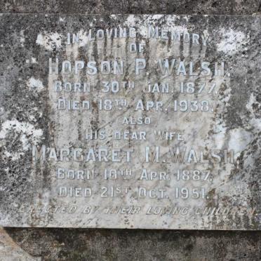WALSH Hopson P. 1877-1938 &amp; Margaret M. 1887-1951