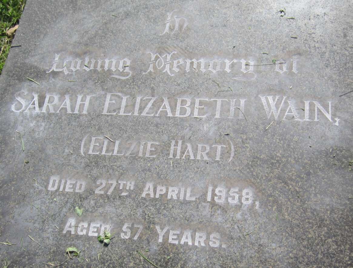 WAIN Sarah Elizabeth nee HART -1958