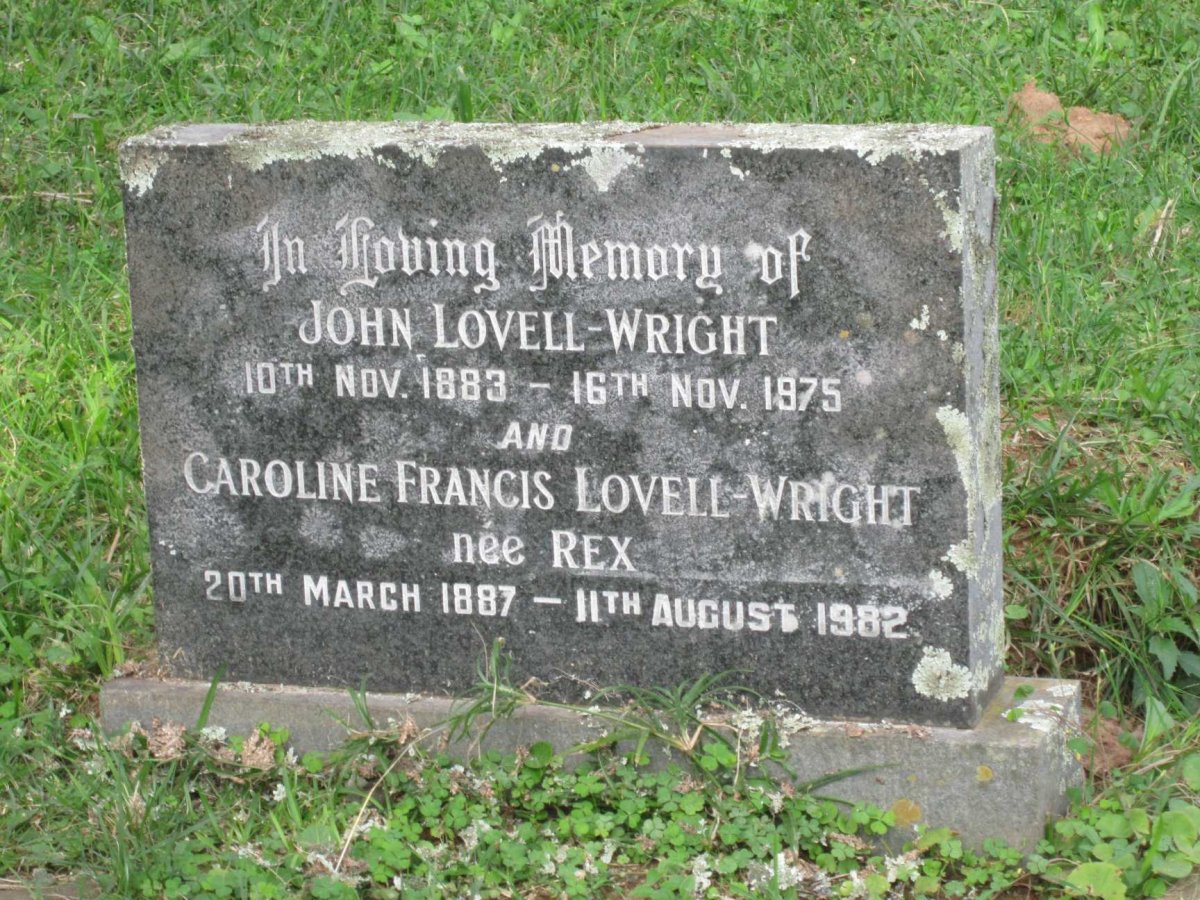 WRIGHT John, LOVELL 1883-1975 &amp; Caroline Francis REX 1887-1982
