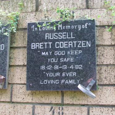 COETZEN Russel Brett 1981-1982