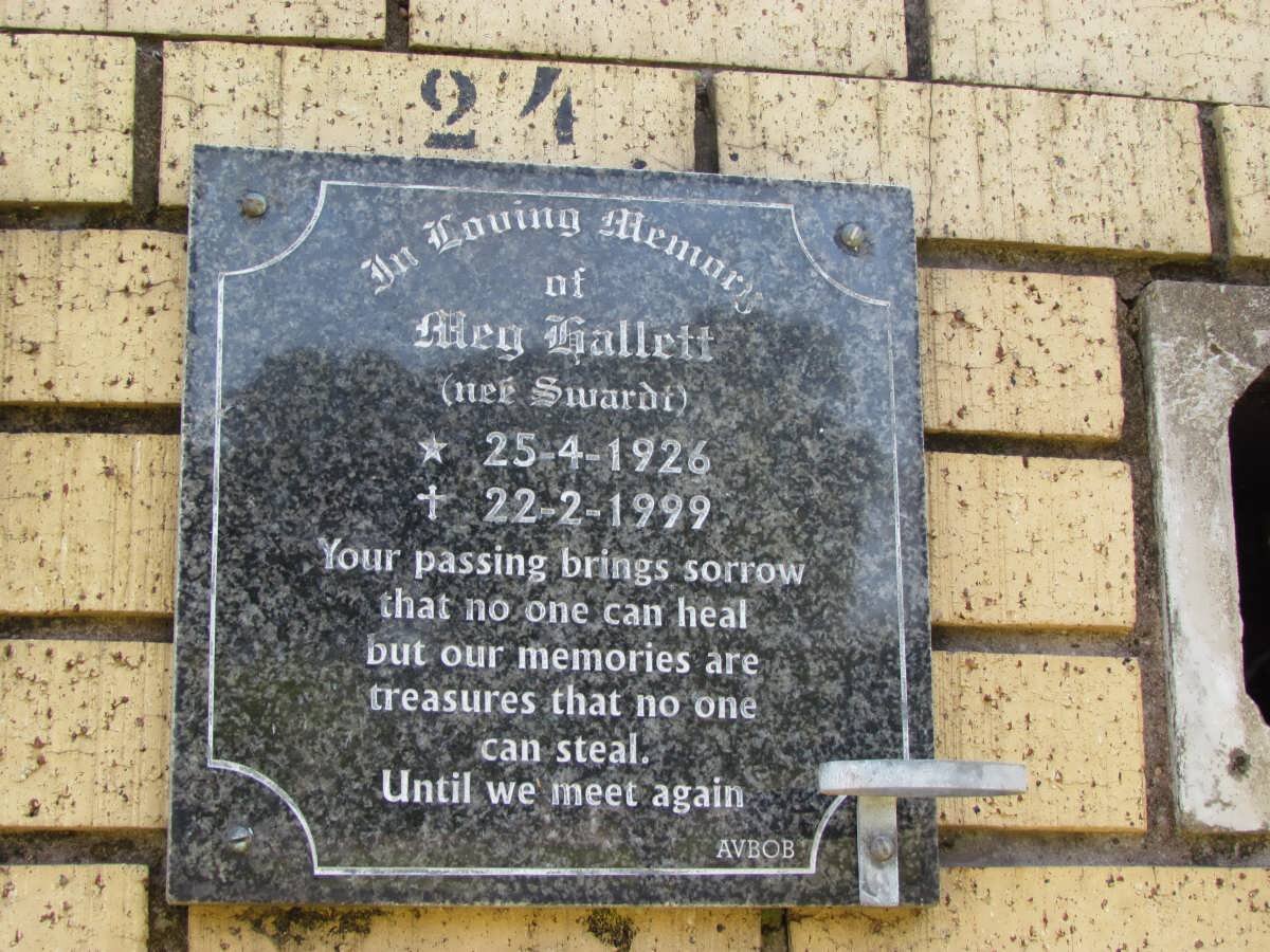 HALLETT Meg nee SWARDT 1926-1999