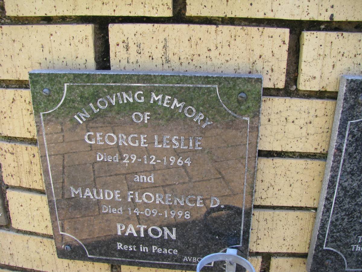 PATON George Leslie -1964 &amp; Maude Florence D, -1998