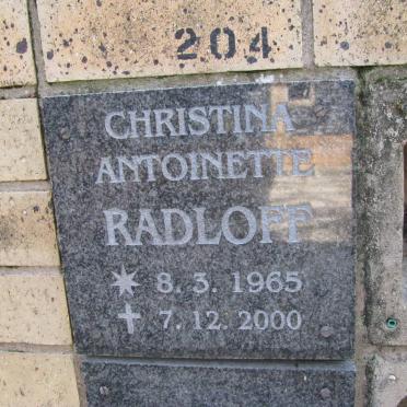 RADLOFF Christina Antoinette 1965-2000