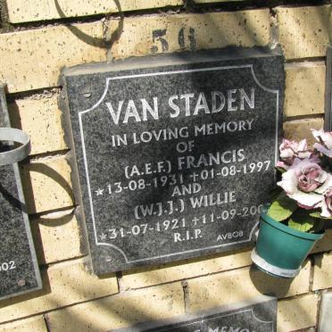 STADEN W.J.J., van 1921-200? &amp; A.E.F. 1931-1997