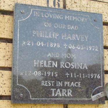 TARR Phillip Harvey 1898-1972 &amp; Helen Rosina 1915-1976