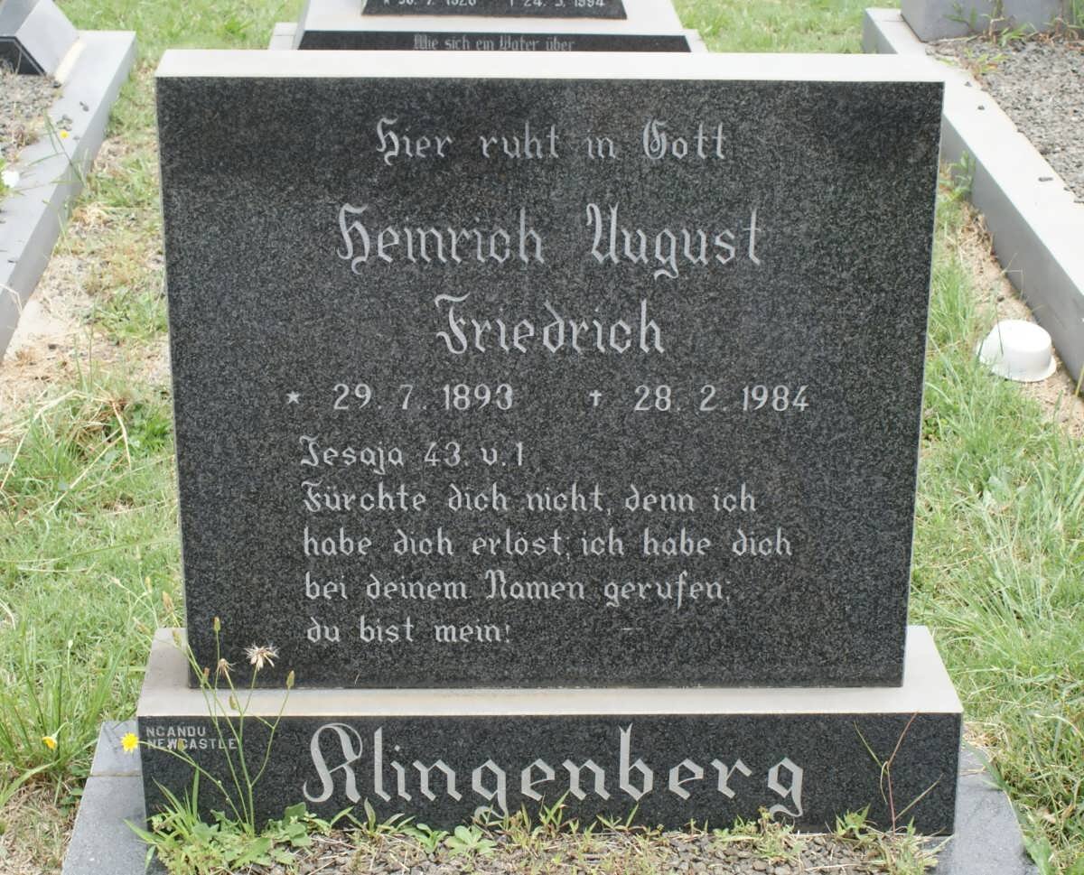KLINGENBERG Heinrich August Friedrich 1893-1984