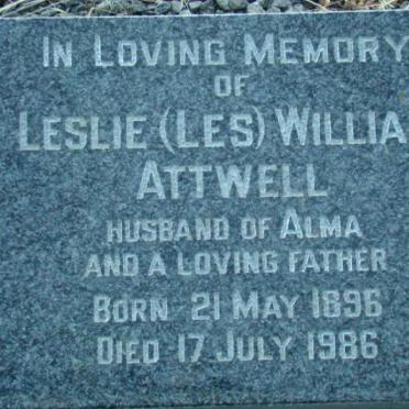 ATTWELL Leslie William 1896-1986