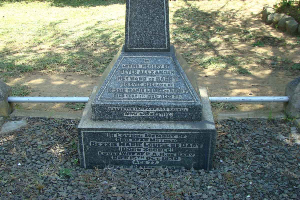 BARY Peter Alexander Heyward, de -1920 &amp; Bessie Marie Louise SCOBLE -1930