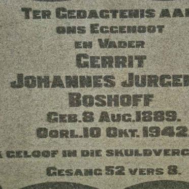 BOSHOFF Gerrit Johannes Jurgens 1889-1942