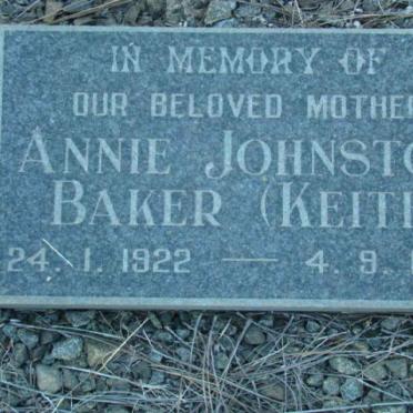 BAKER Annie Johnston nee KEITH 1922-1986