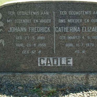 CADLE Johann Fredrick 1886-1959 &amp; Catherina Elizabeth MARITZ 1890-1970