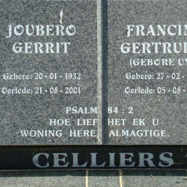 CELLIERS Joubero Gerri 1932-2001 &amp; Francina Gertruida UYS 1929-2002