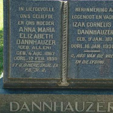DANNHAUZER Izak Cornelis 1871-1938 &amp; Anna Maria Elizabeth ALLEN 1867-1959