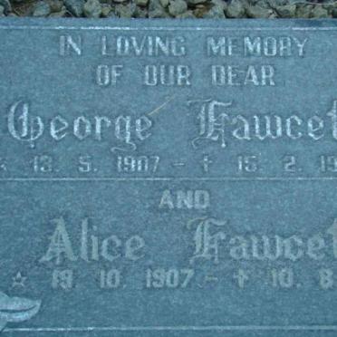 FAWCETT George 1907-1997 &amp; Alice 1907-2000