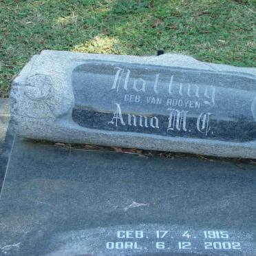 HATTING Anna M.C. nee VAN ROOYEN 1915-2002