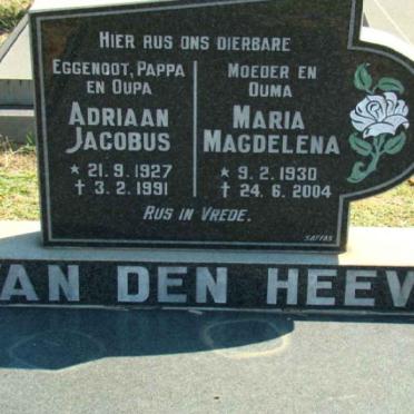 HEEVER Adriaan Jacobus, van den 1927-1991 &amp; Maria Magdalena 1930-2004
