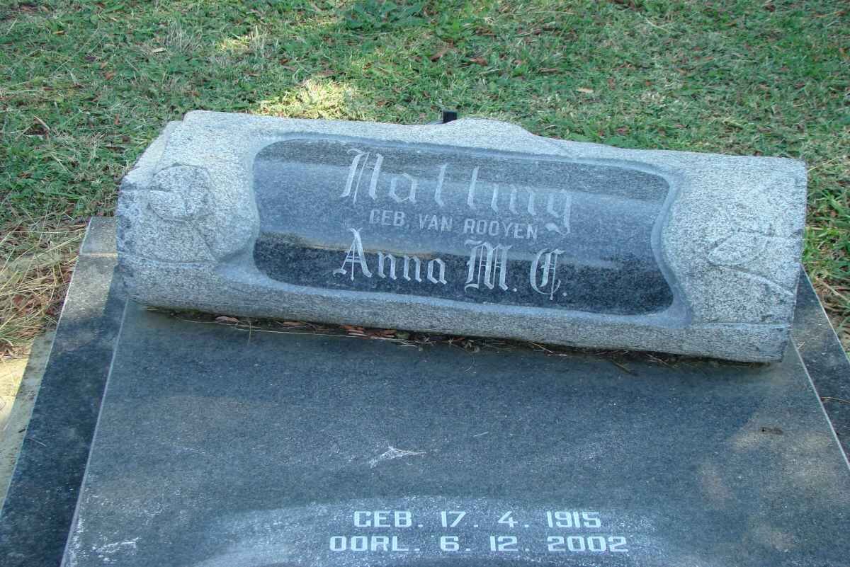 HATTING Anna M.C. nee VAN ROOYEN 1915-2002