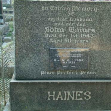 HAINES John  -1943 &amp; M.G. 1894-19?1